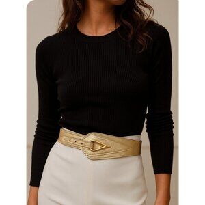 Calleron Adjustable Belt Women's Gold Leather Size M